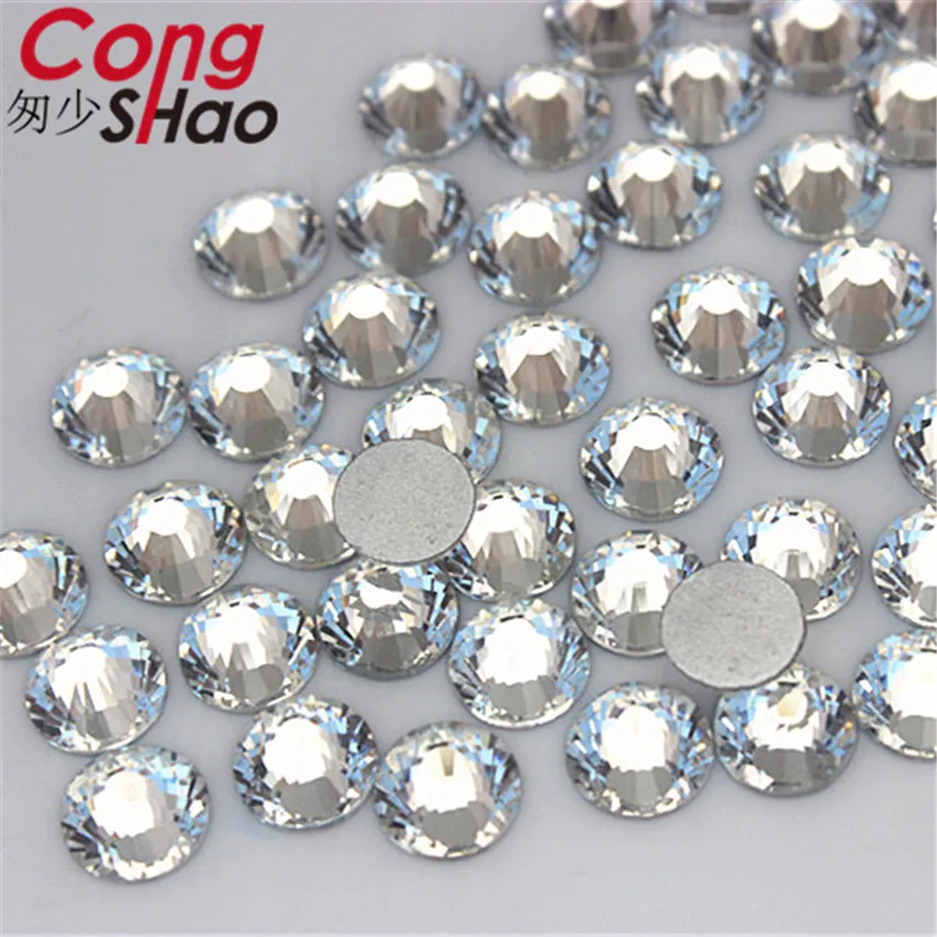 Top quality SS3-SS40 Clear Crystal White 3D Nail Art Decoration rhinestones  Silver Flatback Rhinestones Glitter Gems