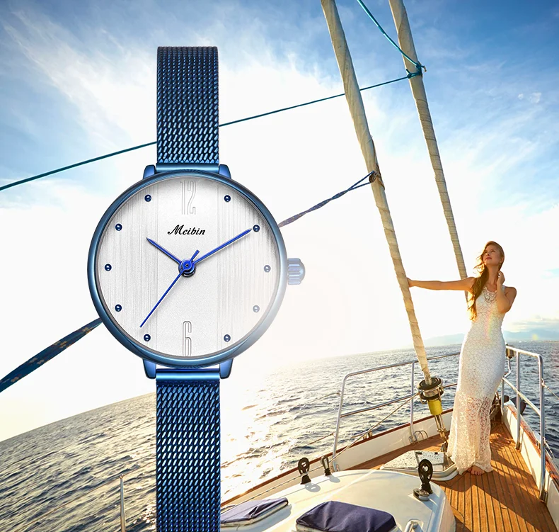 

MEIBIN New Style Women Quartz Watch Casual Stainless Steel Mesh Ladies Wrist Watches Top Brand Lady Watch Relogio Feminino saati
