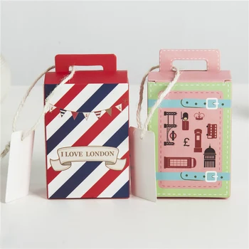 

50pcs Creative candy box bag chocolate paper gift box Striped for Birthday Wedding Party Decoration For the guests supply