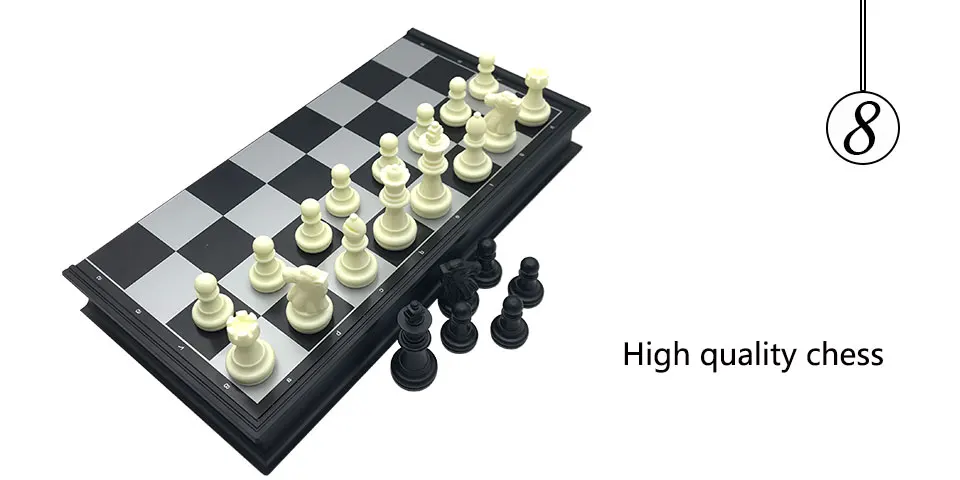 Easytoday Plastic Chess Games Set Magnetic Plastic Chess Pieces Folding Chessboard Table Entertainment Game Gift (8)