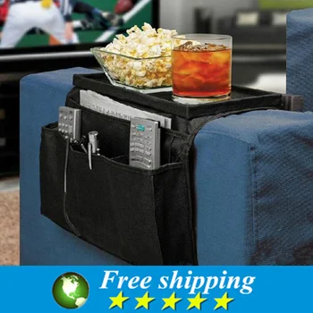 

Sofa side hang the bag,Multifunction Thicken Storage Bag,multi-layer multi-format remote control package Black.