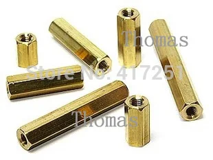 1 шт. M4 * 55 шестигранные резьбовые двойные проходные латунные втулки медные