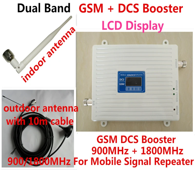 

LCD Display ! GSM 900Mhz DCS 1800MHz Mobile Phone Signal Booster 2G 4G Dual Band Cellular Signal Repeater Amplifier with Antenna