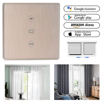 

Wi-Fi curtain switch EU Glass Panel smart mobile control via Tuya app Work with Amazon Alexa Google home for smart home