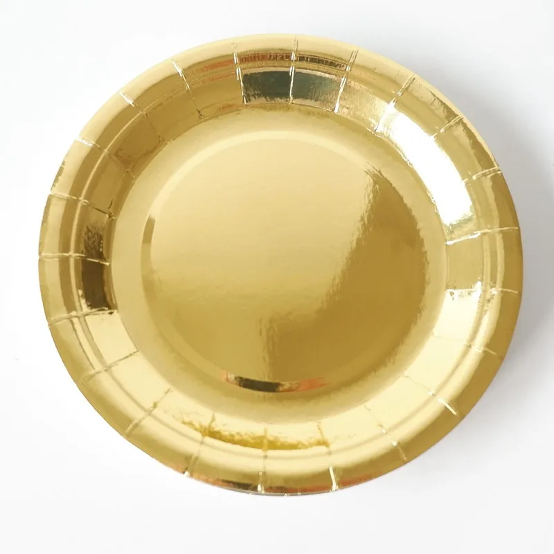 

10pc 7inch Bronzing Gold Birthday Wedding Party Supplies Decoration Cake Dish Disposable Paper Plates Baby Shower Favors