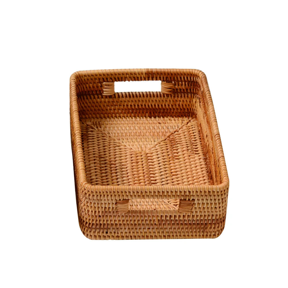 Ручные бамбуковые корзины для хранения, Ротанговые ручные настольные маленькие плетеные корзины для полок