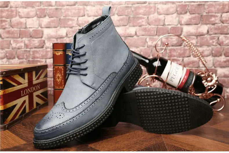 Men's Boot Lace-up Men Boots Genuine Leather Winter Black Chelsea Boots Mens Ankle Military Boots' Men Desert winter shoes mens  (14)