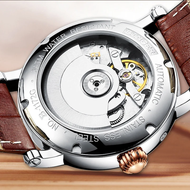 Швейцарский бренд БИНГЕР часы мужские роскошные турбийон автоматические часы сапфир натуральная кожа водонепроницаемые механические наручные часы