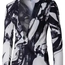 Свадебный Мужской Блейзер осенне-зимний приталенный Блейзер тренд мужской костюм на одной пуговице с рисунком чернил