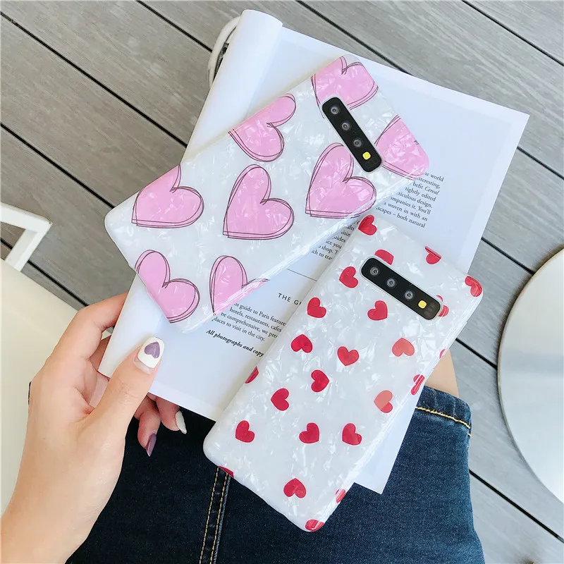 

Phone Case For Samsung Galaxy S8 S9 S10 Plus Cover Luxury Shiny Love Heart Phone Cases for Samsung Galaxy Note10 Plus Note 9 8