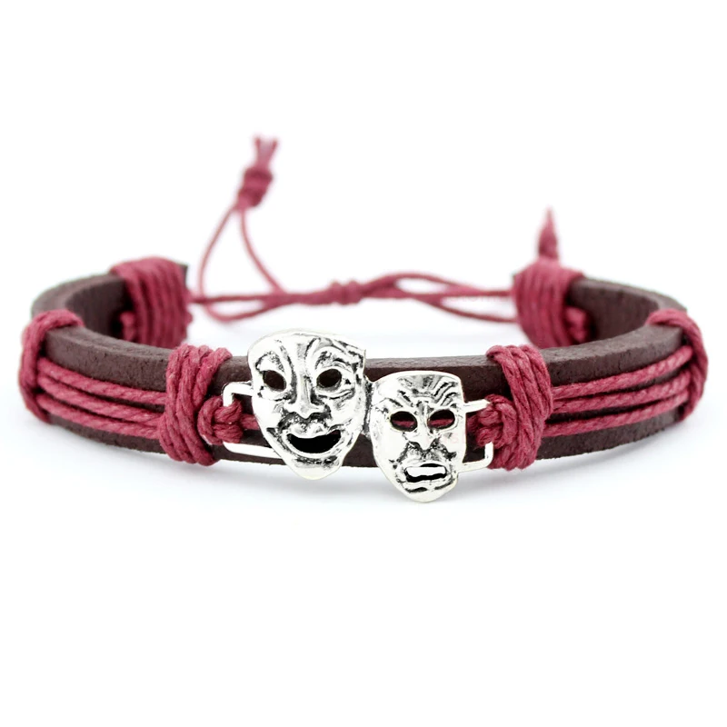 

Skull Skeleton Mask Dogs Bones Paw Fish Turtle Tortoise Scissors Crown Arrow Charm Wax Leather Bracelets Women Men Jewelry