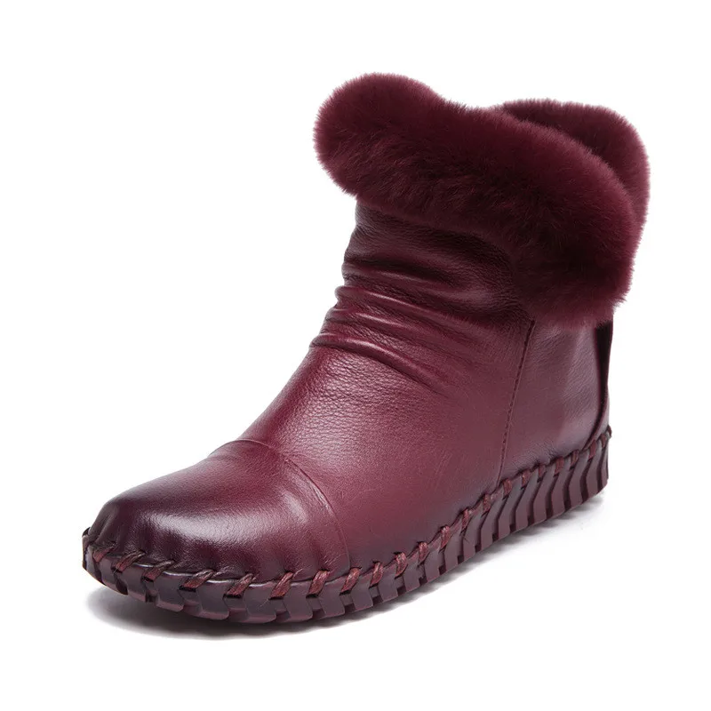 Superior Genuino Nieve a68 Piel Cuero Invierno Botas Tobillo 2019 Lateral Planos Tamaño Zapatos Grey Mujeres Conejo A68 41 Brown Red Las Cremallera Real a68 Drfargo Wine De a68 Black 35 0xqnwtgEx7