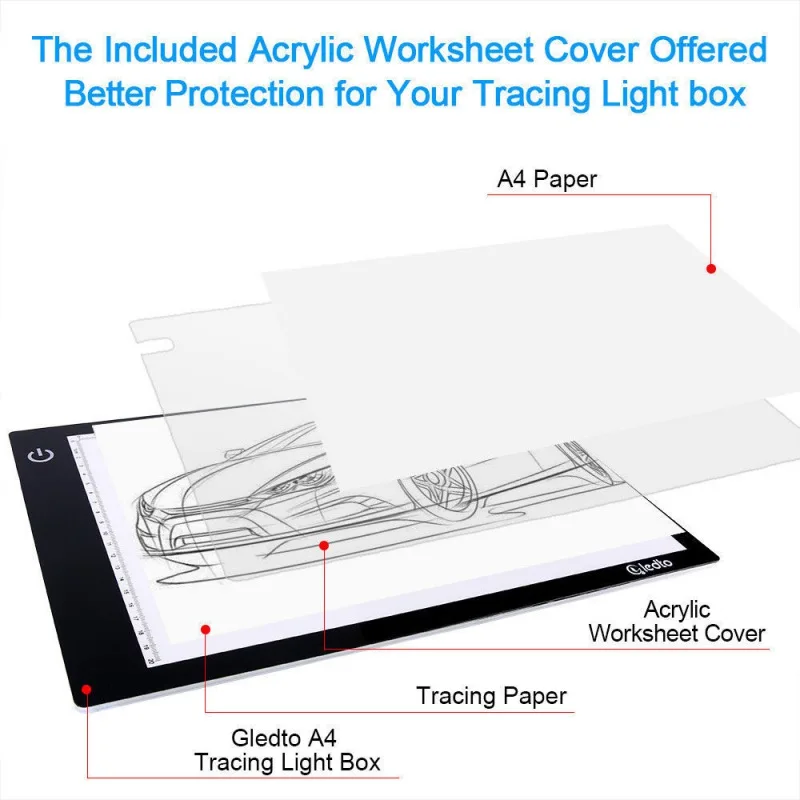 Ultra-thin LED Light Pad Box Painting Tracing Panel Copy Board Stepless For Cartoon Tattoo Tracing Drawing Diamond Painting