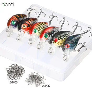 

DONQL 6Pcs/set Minnow Fishing Lure Crank 3D Eyes 4.7cm Lifelike Plastic Hard Bait Wobbler Crankbait Topwater Artificial Lure Kit