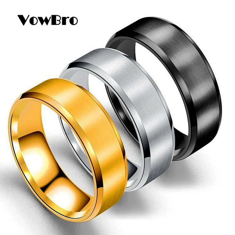 VowBro Men Black Silver Color Gold Titanium Stainless Ring Factory Direct Lover Couple Rings for Women | Украшения и аксессуары