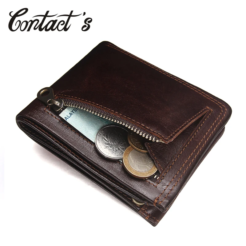 Продажа Мужской кошелек из натуральной кожи, винтажная брендовая сумка для денег, кошелек на молнии, кошелек для монет, кошельки, двойные, высокое ка...