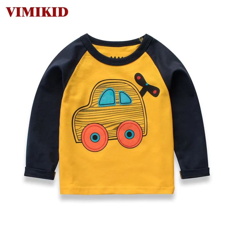 VIMIKID/детская футболка для мальчиков одежда для малышей Летняя футболка для маленьких мальчиков дизайнерские хлопковые футболки с длинными рукавами с мультяшным автомобилем, k1