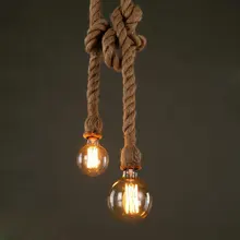 Cuerda de cáñamo luces colgantes Vintage Retro Loft lámpara colgante Industrial para sala de estar cocina decoración del hogar accesorio de luz