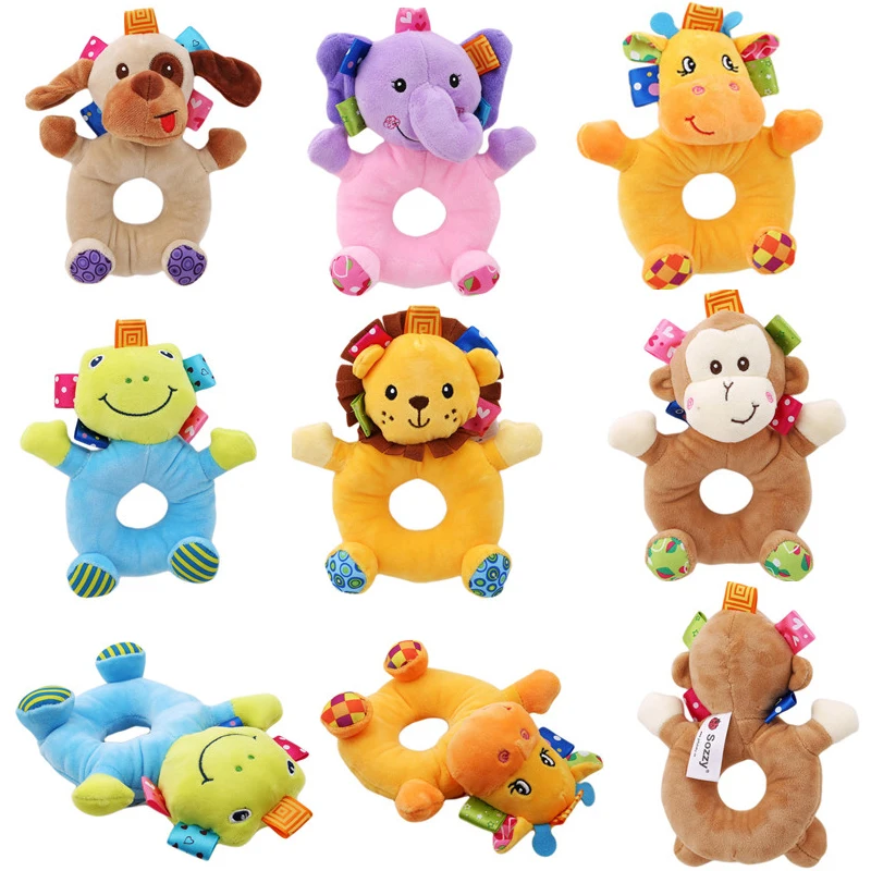 Sozzy Cute Soft Kids Baby Infant Rattles Plush Stuffed Animals Soothing Educational Circle Bell Toy For 0-12 Month Children Gift | Игрушки и