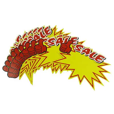 

Shops Sale Printed Thumb Gesture Advertising Pop Price Tags Red Yellow