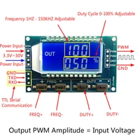 1Hz-150Khz Signal Generator PWM Board Module Pulse Frequency Duty Cycle Adjustable Module LCD Display 3.3V-30V 1Hz - 150Khz 1