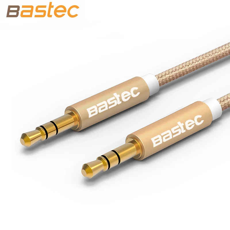 Bastec 1M Aluminum Alloy Gold Plated Plug 3.5mm Aux Cable Male to Male Audio Cable for Car iPhone MP3 / MP4 Headphone Speaker