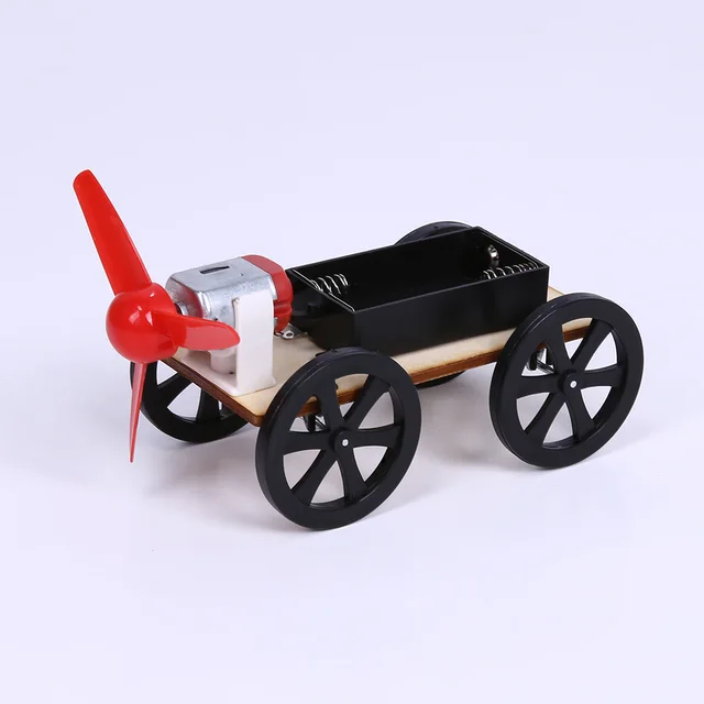 ABS Plastic Assemble Wind up Toy Car Kids Wooden Technology Educational DIY Wind Powered