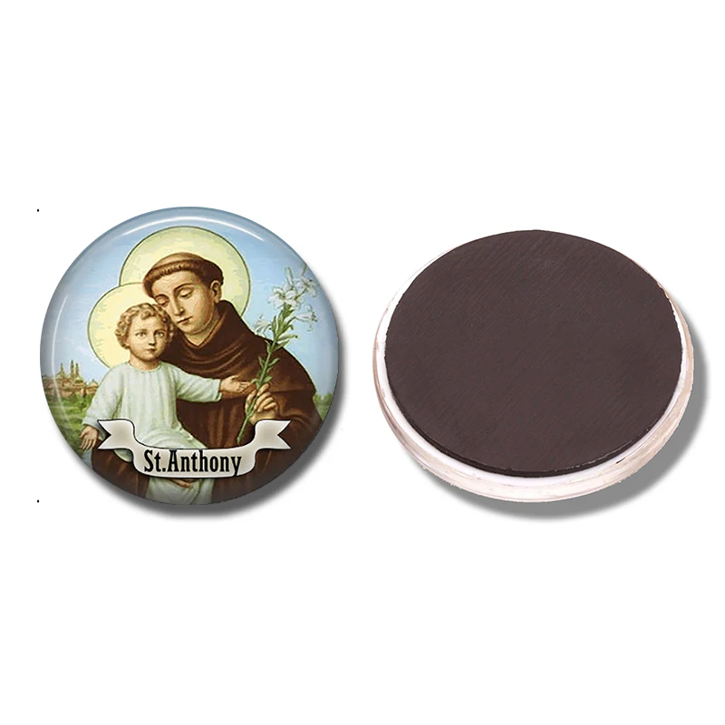 

St Anthony Saint Glass Fridge Magnet Bring Love To Your Life 30MM Dome Magnetic Refrigerator Sticker Kitchen Tool Home Decor