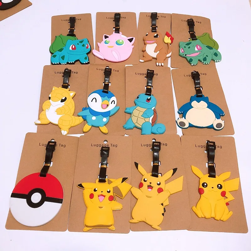 

Anime cartoon Pokeball Pikachu key chain Squirtle PVC cos Bulbasaur Pidgeotto souvenir travel luggage tag label women keyrings