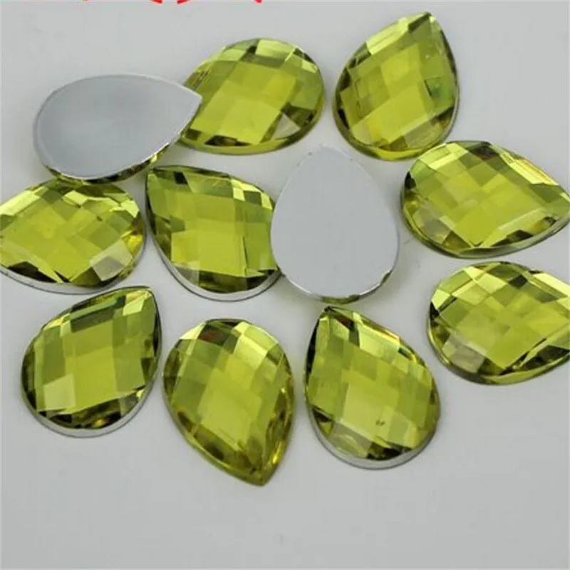 

DIY Bling Lt Yellow Color Drop Shape Lattice Faceted Acrylic Rhinestones Flatback Acrylic Stone for Hand Craft Art Decoration