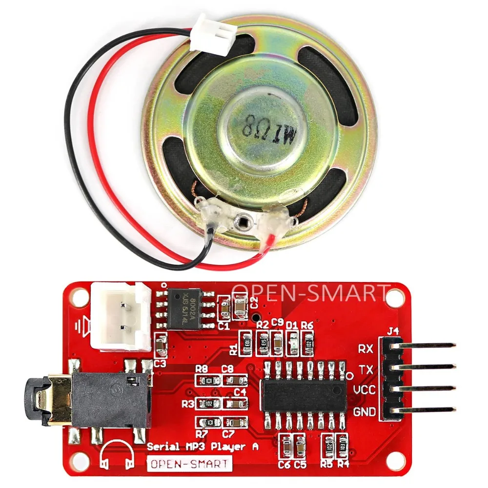 UART серийный MP3 музыкальный плеер модуль с 1 Вт динамик для Arduino встроенный монофонический усилитель/разъем динамика для воспроизведения MP3 WAV аудио