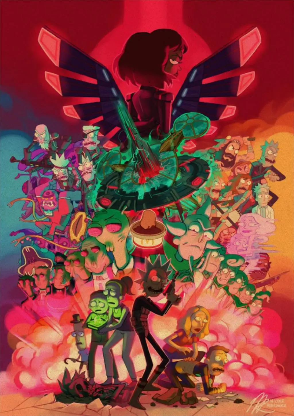 Мультфильм плакат с героями аниме Рик и Моти плакат, плакат в стиле ретро плакат на крафт-бумаге Спальня бар украшения плакат - Цвет: 11