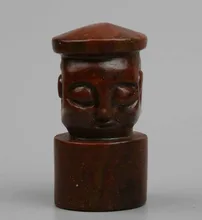 62 MM China 100% Natural Jade Mão Escultura Antiga Estátua Da Cabeça do Bebê Selo Signet