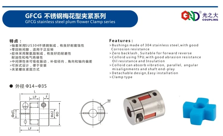 Муфта вала GFCG Тип сливы нержавеющей стали зажимая муфты вала серии