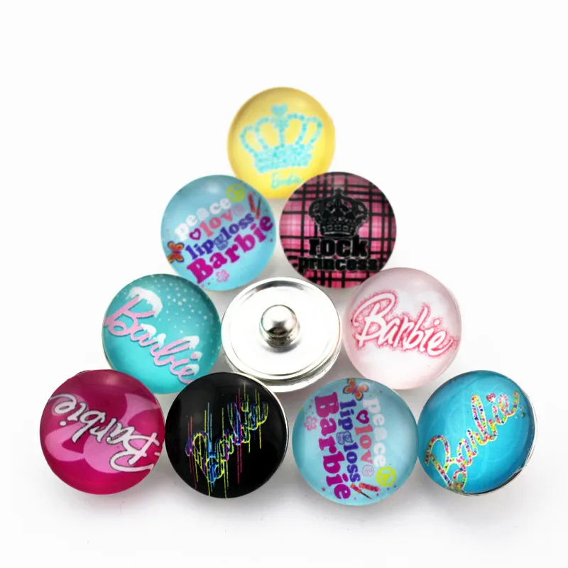 

20pcs/lot Mix Barbies Snap Buttons for 18mm Ginger Snap Bracelet&Bangles DIY Snap necklace Jewelry Charms