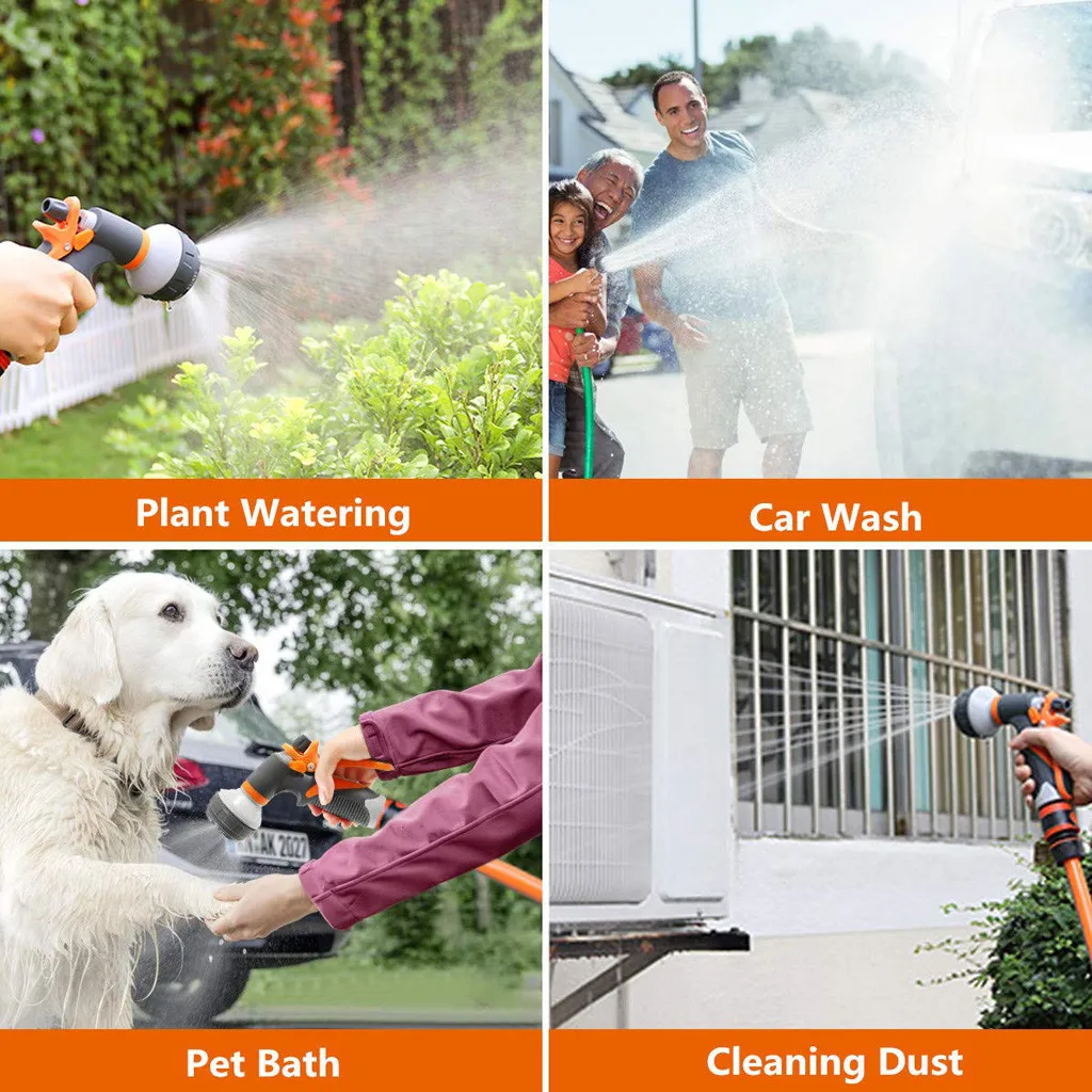 

2 PCS Garden Watering System Hose Nozzle Watering Spray High Pressure Water Sprinkler With 8 Patterns 3/4 inch No Leakage Set