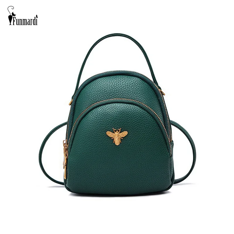 

FUNMARDI Brand Mini Backpack Female Bee Pattern Crossbody Bag For Women Luxury PU Leather Shoulder Bag Women Backpacks WLHB1788