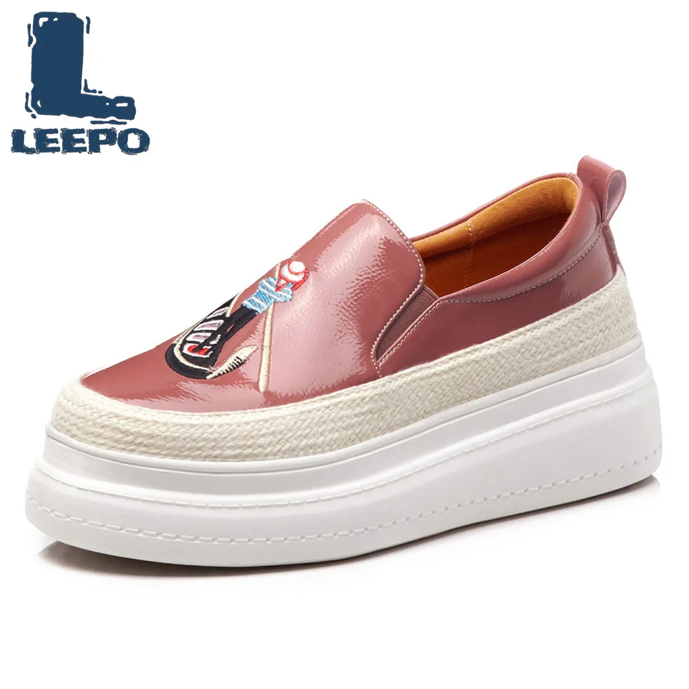 

Spring Flat Platform Loafers Shoes Woman Cartoon Animation Luxury Genuine Leather Platform Shoes Ladies Loafers Women 6CM