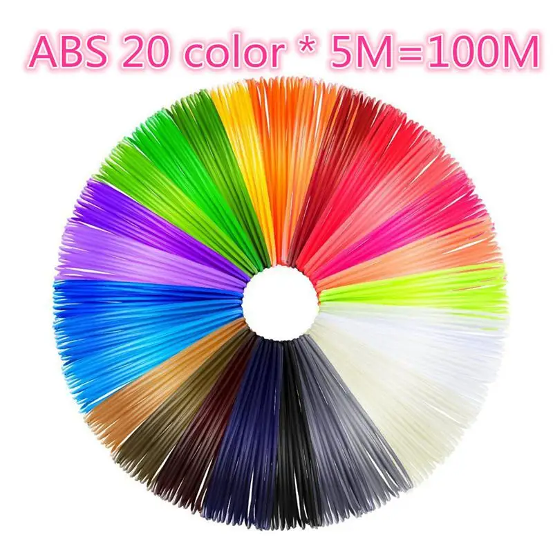 100m ABS 20 color USB 3D Ручка SUNLU поддержка 1,75 мм ABS/PLA/PCL нити diy ручка для рисования с oled-экраном, 1-8 цифровой экструдированный support5V 2A - Цвет: 100m ABS 20 color