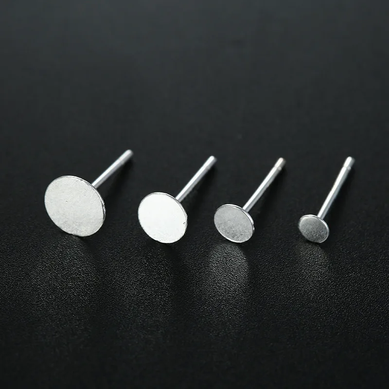 

20pcs/lot 925 Sterling Silver Earrings Blank Earring Stud Base Fit 3 4 5 6 8 mm Cabochon Cameo Settings DIY Handmade Jewelry