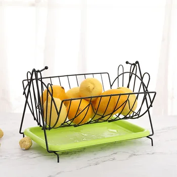 

Household Fruit Tray Stainless Steel Swing Basket Fruit Plate Countertop Metal Fruit Basket Tray Stand Storage Basket