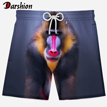 

2019 New Summer Men Beach Shorts Quick Dry 3D Monkey Printed Mens Shorts Fashion Animal Print Men Casual Shorts Plus Size XS-4XL