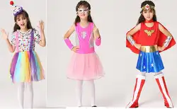 Хэллоуин Супермен Чудо-Женщина дети партии Косплей костюмы подарок для девочек одежда Человек-паук костюм клоун