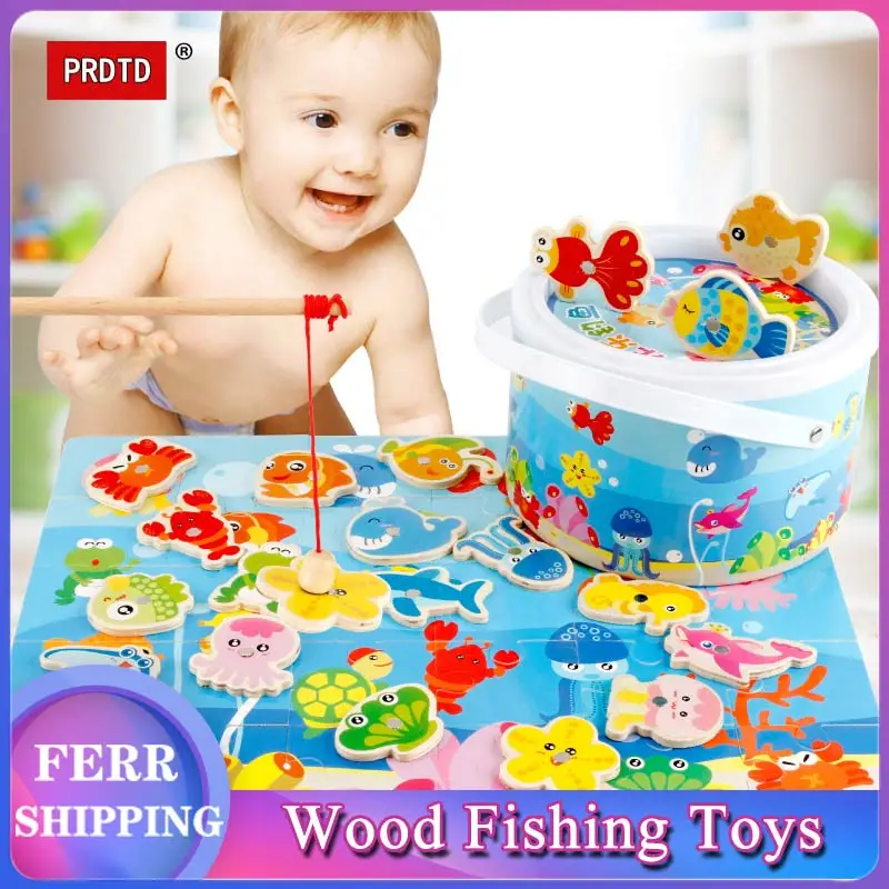 

Baby Educational Toys Fish Wooden Magnetic Fishing Toy Set Game Educational Toy Birthday Christmas Gifts For Children