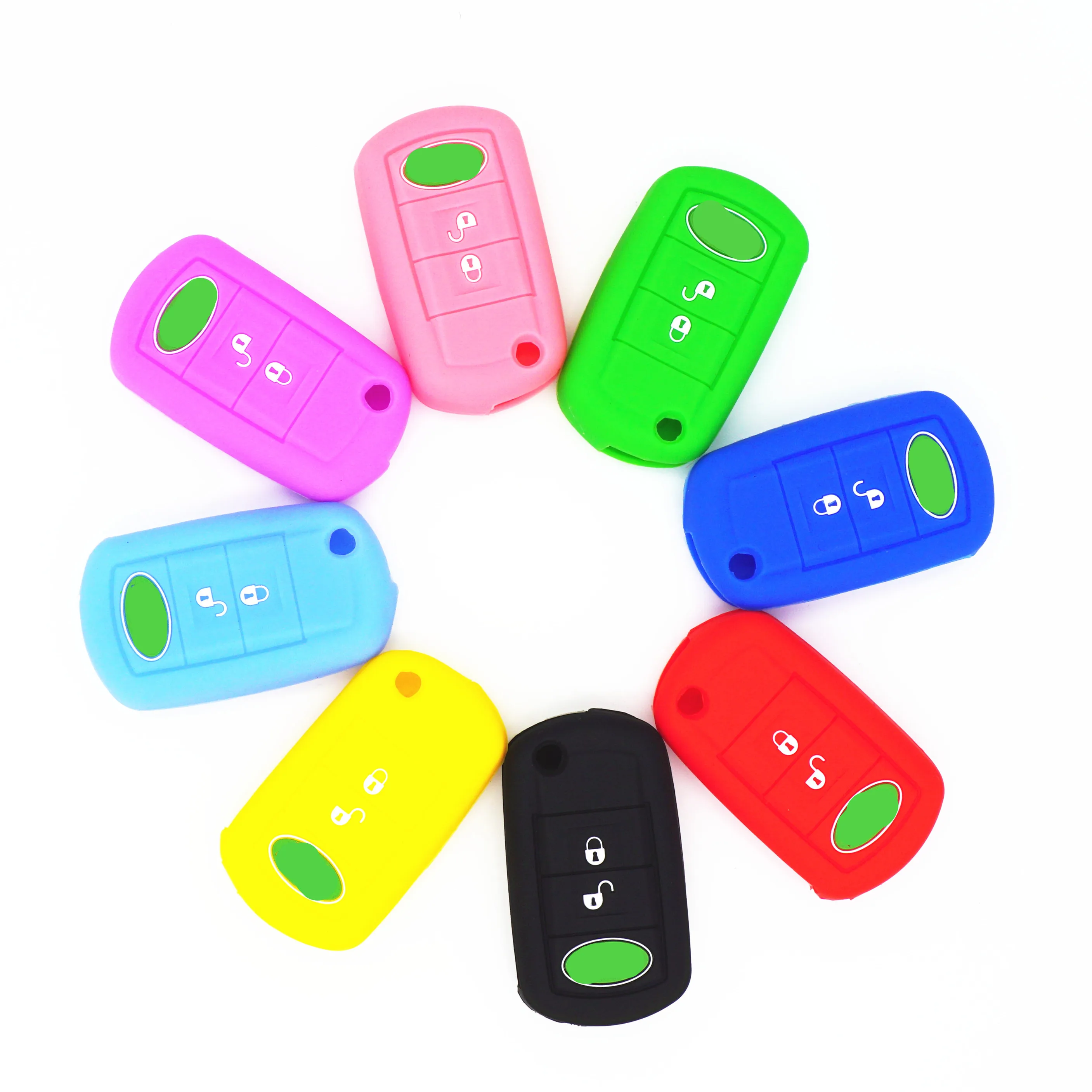 

WFMJ Silicone Remote Smart 2 Buttons Key Jacket Skin Cover Case Chain Keyring Fob for Land Rover Range Rover Sport Discovery LR3