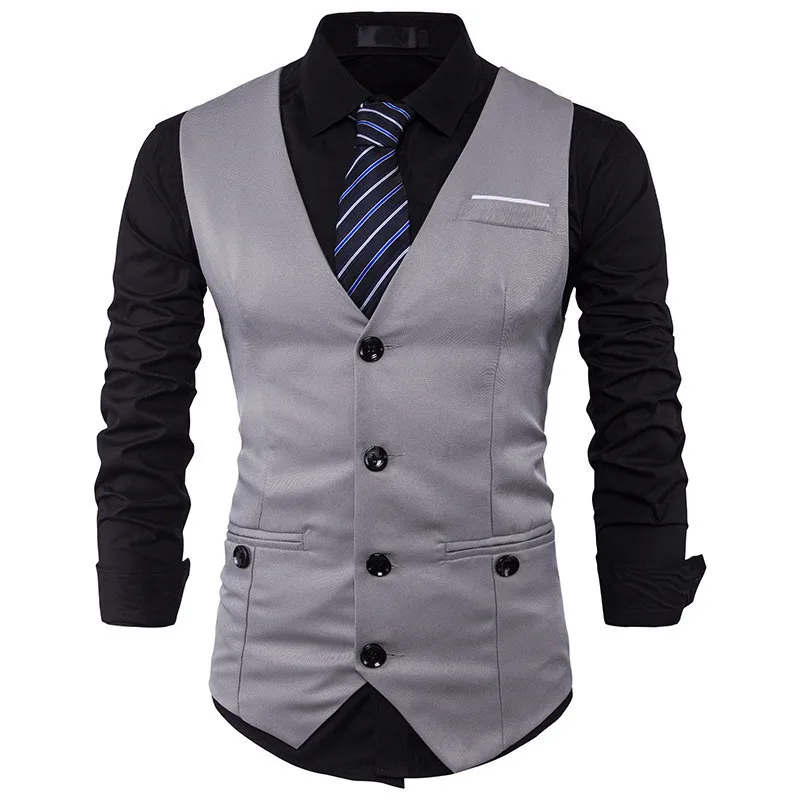 2018 Pure Gray Black Navy Color Gilet Men's Suits Vests Fashion ...