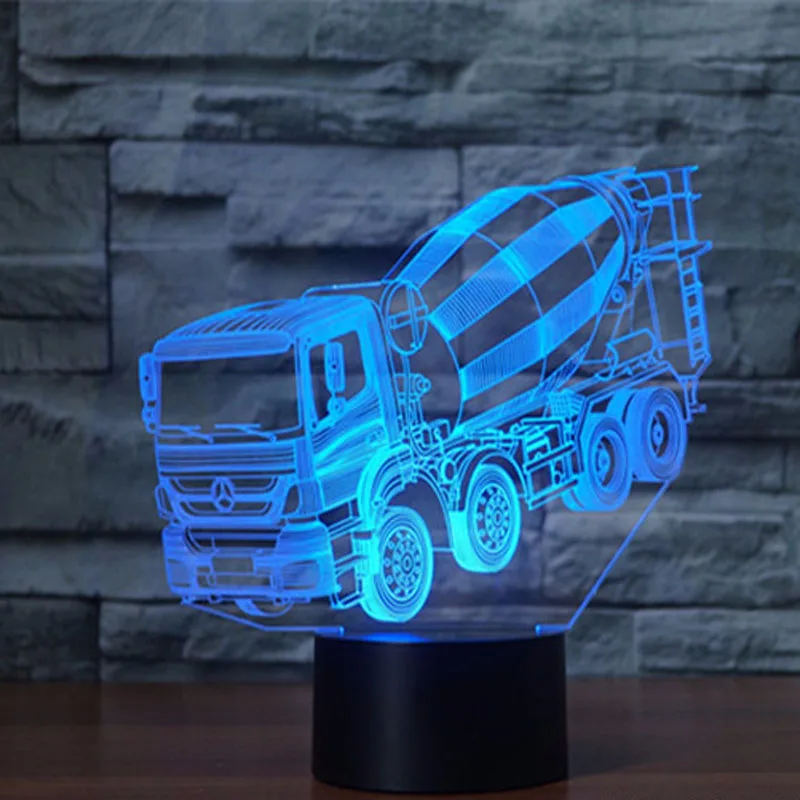 

Cement tanker shape 3D led Table Lamp Colorful USB and Battery Charge Colorful kids nightlights for Gifts