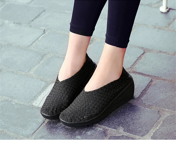 QJ 886 Elastic Fiber Woven Women Platform Shoes - 12