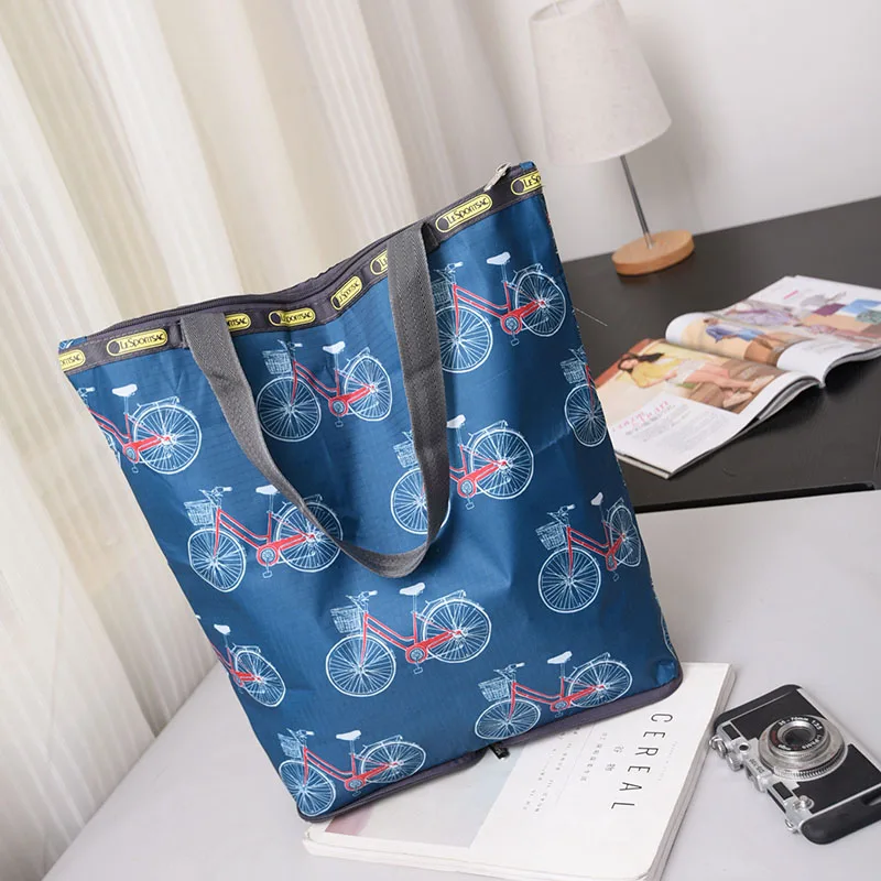 Модная Портативная складная сумка для покупок, женские сумки через плечо, Bolsa Feminina, летняя пляжная сумка, Дамская брендовая сумка - Цвет: bicycle