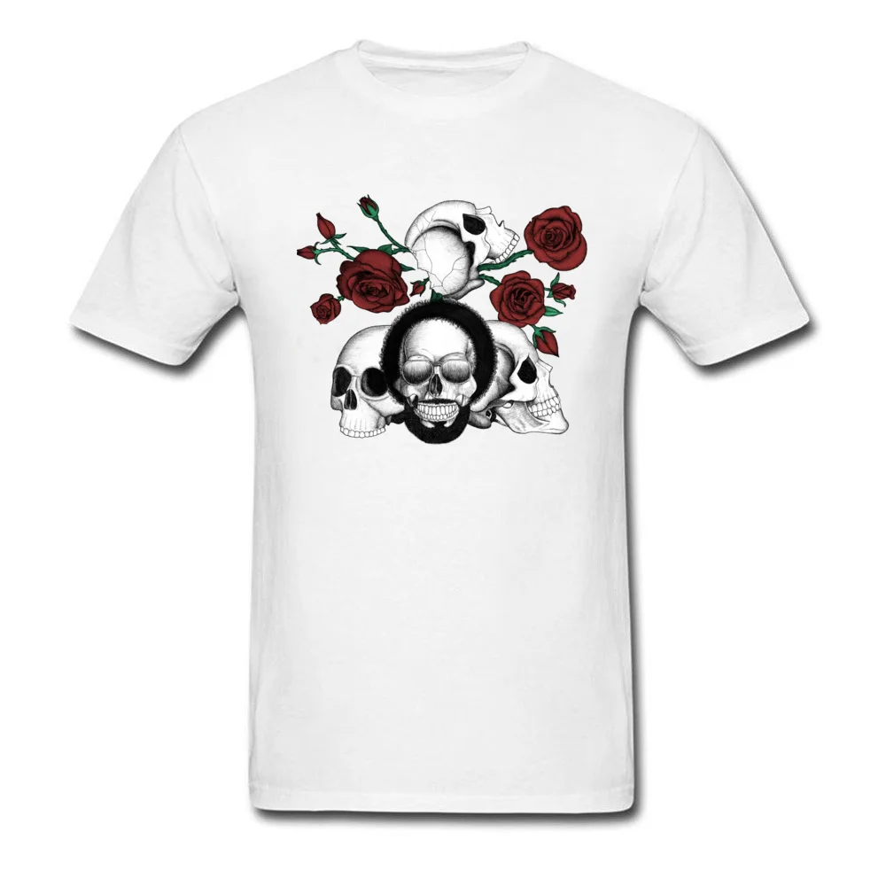 Grunge skulls and red roses afro skull included. Color version_white